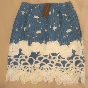 Francesca’s blue and white lace skirt
